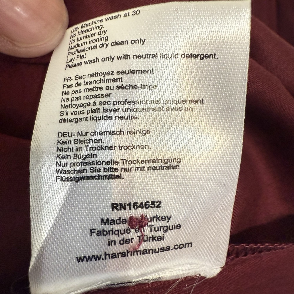 Harshman Vespera Dress Burgundy Black Size Small 100% Cotton NWT Pockets - Picture 13 of 16